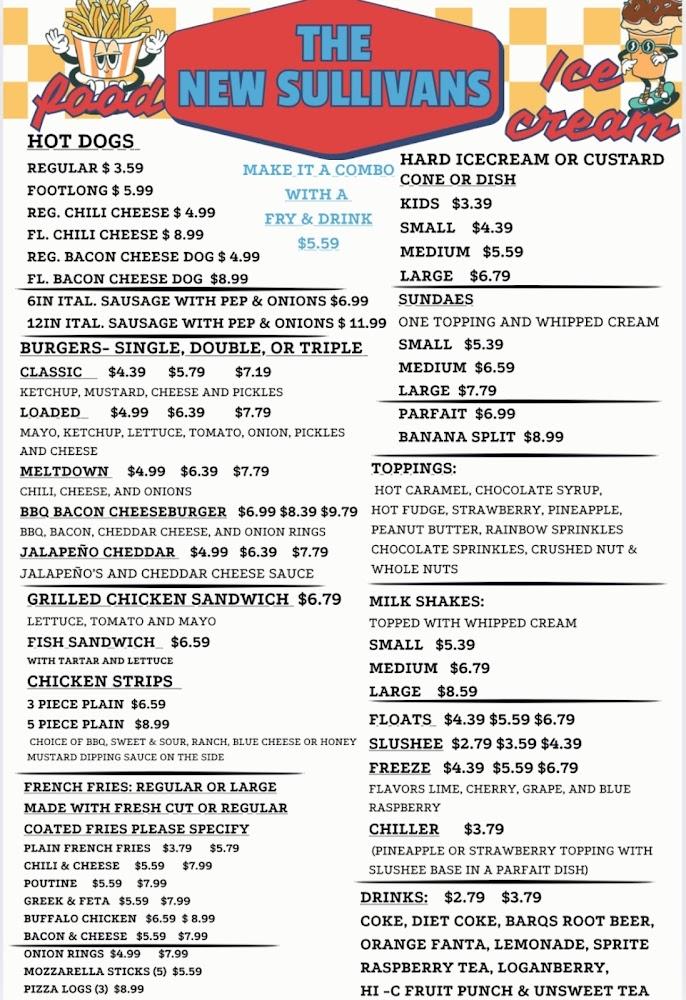The New Sullivans Menu image 1